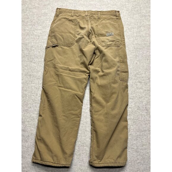 Wrangler Lined Tan Workwear Distressed Carpenter Pants 34 X 30 - Picture 5 of 13